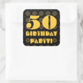 50th Birthday Party金ゴールドとブラックV016 スクエアシール (バッグ)