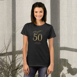 50th Birthday Party金ゴールドスクリプトブラック Tシャツ<br><div class="desc">50歳祝の誕生日にTシスタイリッシュャツパーソナライズされたを！特別な機会に家族や友人を集めるのに最適な、このシャツはパーソナライズされた簡単になるように設計されている。豪華な金ゴールドスクリプト。この特別な50歳の誕生日Tシャツでスタイルのパーティーを準備する。</div>