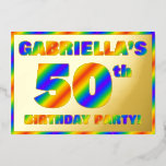 50th Birthday Party —おもしろい、レインボースペクトル「50」 箔招待状<br><div class="desc">この目を引く50の誕生祝い/パーティーフォイル招待カードの正面には、編集可能な名前、多数の「50th」、メッセージ「BIRTHDAY PARTY!」、そして縁ど、すべて刺激的な色の虹のスペクトルのグラデーションのパターンを備え数々のてインスパイア。バックにはパーソナライズされた、日付、時刻、場所/場所、その他の重要な情報など、イベントに関する詳細が含まれている。上等の鮮やか招待状はパーソナライズされた、50歳の誕生日に行われる招待状パーティーにゲストを参加させる際に使われるかもしれない。[～Z0000593]</div>