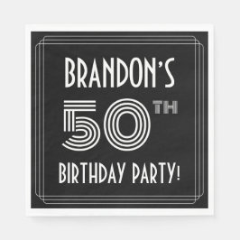50th Birthday Party:アールデコスタイル+名前をカスタムする スタンダードランチョンナプキン