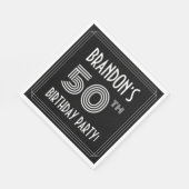 50th Birthday Party:アールデコスタイル+名前をカスタムする スタンダードランチョンナプキン (角)