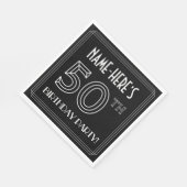 50th Birthday Party:アールデコスタイル+名前をカスタムする スタンダードランチョンナプキン (角)