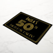 50th Birthday Party —アールデコスタイル「50」 +名前 箔招待状 (回転した状態)