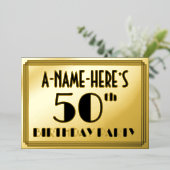 50th Birthday Party —アールデコ検索「50」 +名前 箔招待状 (立ち正面)