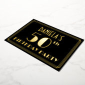 50th Birthday Party:アールデコ「50」、名前つき 箔招待状 (回転した状態)