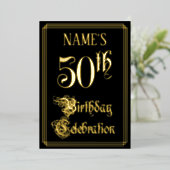 50th Birthday Party – スクリプファンシートと名前をカスタムする 箔招待状 (立ち正面)