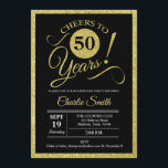 50th Birthday Party – ブラック金ゴールドANY AGE 招待状<br><div class="desc">50th誕生日パーティーへの招待フェイクグリッター金ゴールドと黒。応援50年！詳細なカスタマイズがもし必要な場合は、メッセージを送信する。</div>