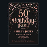 50th Birthday Party – ブラック&バラ金ゴールド 招待状<br><div class="desc">第50回バースデーパーティーへの招待。黒エレガントのデザインとグリッターのバラ金ゴールド。スクリプトスタイリッシュのフォントと紙吹雪の機能。メッセージもしメッセージはカスタム年齢。</div>