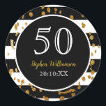 50th Birthday Party |白黒と金ゴールドグリッター ラウンドシール<br><div class="desc">50歳の誕生日パーティー白黒金ゴールドグリッターデザイン。黒クラシックと白のパーティーの素晴らしテーマのために作る次にグリッターのtouchを追加。大祝きな五つのスタイル。これは、テンプレート詳細を追加する準備ができているパーティー。一致する文房具やパーティー用品も店頭に並んでいる。</div>