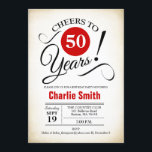50th Birthday Party – 赤白黒 招待状<br><div class="desc">レトロなクリーミーな背景を持つ赤いホワイトブラックでの50th誕生日パーティーの招待。応援50年！任意のパーソナライズされた年に入ることができる。さらにカスタマイズするもし必要がある場合はメッセージを表示する。</div>