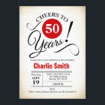 50th Birthday Party – 赤白黒 招待状<br><div class="desc">レトロなクリーミーな背景を持つ赤いホワイトブラックでの50th誕生日パーティーの招待。応援50年！任意のパーソナライズされた年に入ることができる。さらにカスタマイズするもし必要がある場合はメッセージを表示する。</div>