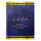 50th Birthday Party 50ダークブルー金ゴールドゲストブック ノートブック (正面)