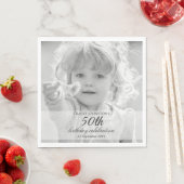 50th Birthday Party Black and White スタンダードランチョンナプキン (インサイチュ)