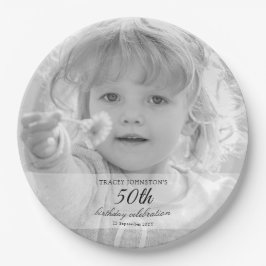 50th Birthday Party Black and White ペーパープレート