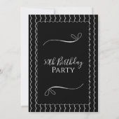 50th Birthday Party Black and White Wavy Lines 招待状 (裏面)