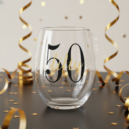 50th Birthday Party Celebration Minimalist  ステムなしワイングラス
