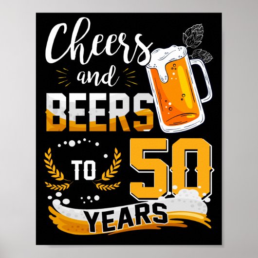 50th Birthday Party Cheers And Beers To 50 Years ポスター (正面)
