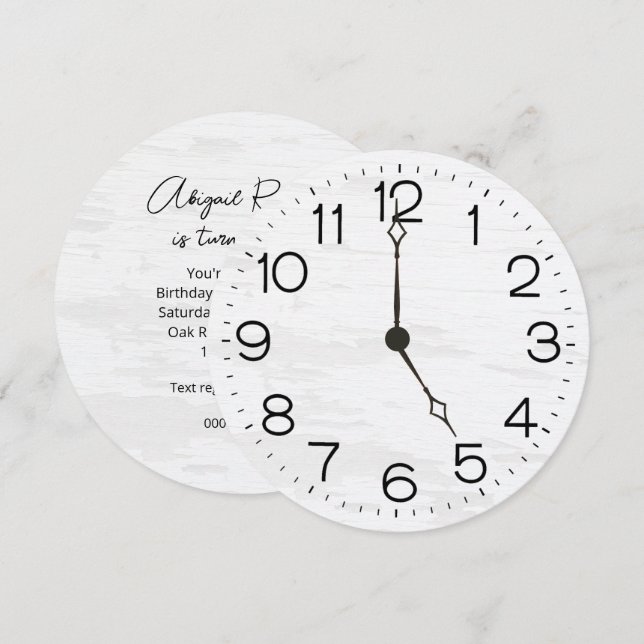 50th Birthday Party Clock On Whitewashed Wood (正面/裏面)