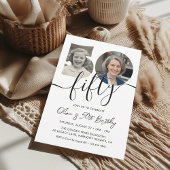 50th Birthday Party Elegant 2 Photo Birthday 招待状