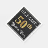 50th Birthday Party — Fancy Script, Faux Gold Look スタンダードランチョンナプキン (角)