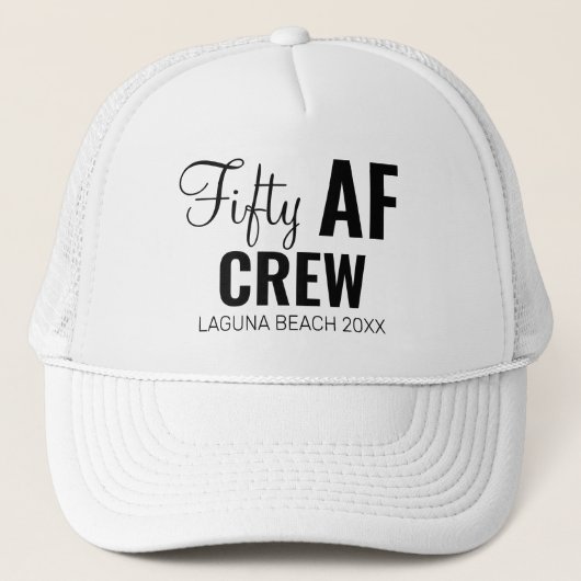 50th Birthday Party Fifty AF Crew Squad Group Gift キャップ (正面)