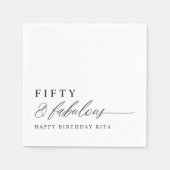 50th Birthday Party Fifty & Fabulous Modern スタンダードカクテルナプキン (正面)