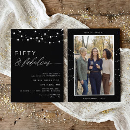 50th Birthday Party Fifty & Fabulous Modern 招待状