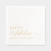 50th Birthday Party Fifty & Fabulous Modern Gold 箔ナプキン (正面)