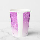 50th Birthday Party Gleaming Pink Glitter 紙コップ (右)