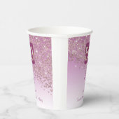 50th Birthday Party Gleaming Rose Gold Glitter 紙コップ (右)
