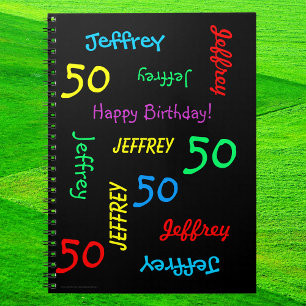 50th Birthday Party Guest Book, Repeat Name Black ノートブック