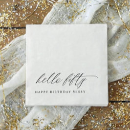 50th Birthday Party Hello 50 Modern Milestone スタンダードカクテルナプキン