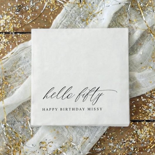 50th Birthday Party Hello 50 Modern Milestone スタンダードカクテルナプキン