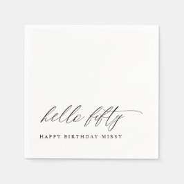 50th Birthday Party Hello 50 Modern Milestone スタンダードカクテルナプキン