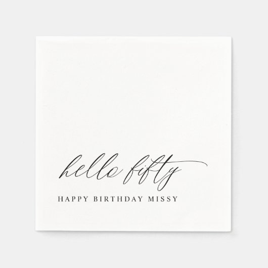 50th Birthday Party Hello 50 Modern Milestone スタンダードカクテルナプキン (正面)