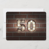 50th Birthday Party-marquee lights on brick 招待状 (正面)
