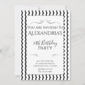 50th Birthday Party Modern Black and White 招待状 (正面)