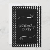 50th Birthday Party Modern Black and White 招待状 (裏面)