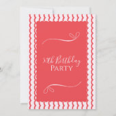 50th Birthday Party Modern Pink Red 招待状 (裏面)