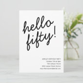 50th Birthday Party Modern Script Typography 招待状 (スタンド正面)