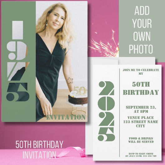 50th birthday party photo 生まれ 1975招待状 招待状