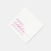 50th Birthday Party Pink Fifty & Fabulous Modern スタンダードカクテルナプキン (角)