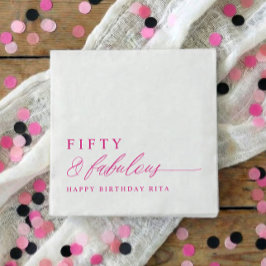 50th Birthday Party Pink Fifty & Fabulous Modern スタンダードカクテルナプキン