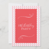 50th Birthday Party Pink Red Wavy Lines 招待状 (裏面)