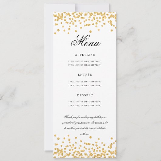 50th Birthday Party ProgramメニューU感謝してい金ゴールド 招待状 (裏面)