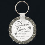 50th Birthday Party Thank You Silver Glitter  キーホルダー<br><div class="desc">50th birthday thank you favor gift keychain in classy silver glitter frame and gold typography .</div>