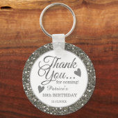 50th Birthday Party Thank You Silver Glitter  キーホルダー (正面)