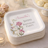 50th Birthday Party Wildflower ペーパープレート