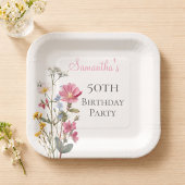 50th Birthday Party Wildflower ペーパープレート