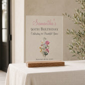 50th Birthday Party Wildflower Keepsake アクリルサイン